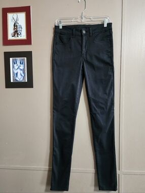 Super High Rise Skinny Jegging | Black Coated Jeans | American Eagle AEO | 6 X-L